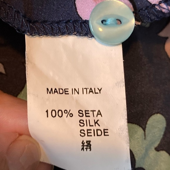 Averardo Bessi 60s print silk button front blue shirt. Size 8. - Picture 3 of 9